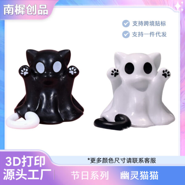 Wholesale 3D Printed Ghost Cat Figurine Creative Middle Finger Design Halloween Home Decor Gift