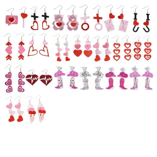 oly-478ff32979dbcbd9deefd4da746db059 Wholesale Stylish Acrylic Heart Envelope 2D Earrings Valentine's Day Fashion Accessory Gift