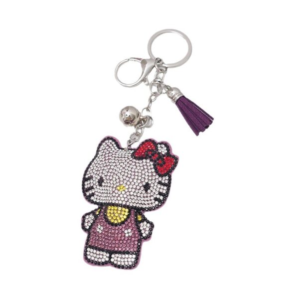 Wholesale Cartoon Cat Rhinestone Leather Keychain Bag Charm Pendant for Gift OLY Exclusive