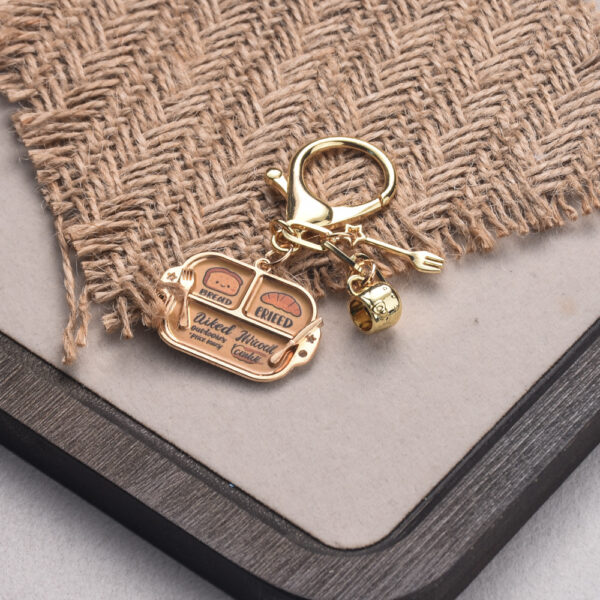 oly-47c0fbabfb1e2e8544b40977536e13e3 Wholesale Trendy Miniature Bread Plate Pendant Alloy Baking Paint Bag Charm DIY Keychain Accessory