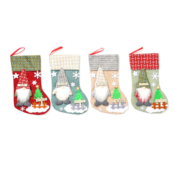 Wholesale Korean Style Large Christmas Stocking with Plush Polyester Candy Bag for Holiday Home Decor