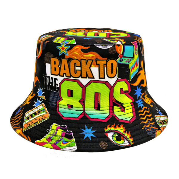 Wholesale Retro Printed Bucket Hat for Women 80s Cartoon Style Sun Protection Fashion Accessory