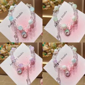 Wholesale Unicorn Milk Cap Two Color Glass Bracelet Fashion Jewelry Accessory Gift for Girls