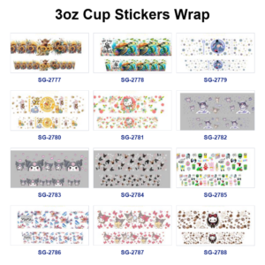 Wholesale 8pcs Charming and Adorable Cartoon Animal Floral Print 3oz Cup Stickers Wrap OLY Exclusive
