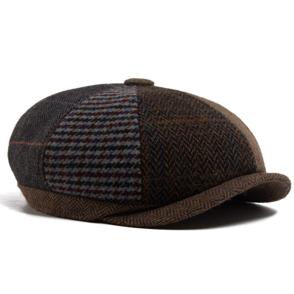 Wholesale British Vintage Wool Octagonal Cap Stylish Newsboy Beret Winter Khaki