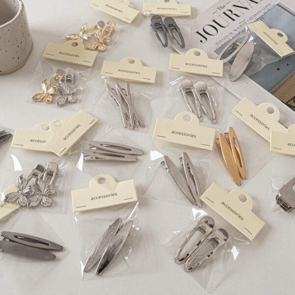 Wholesale Brushed Metal Oval Duckbill Hair Clips Fashion Hair Accessory for Gift or Boutique Resale