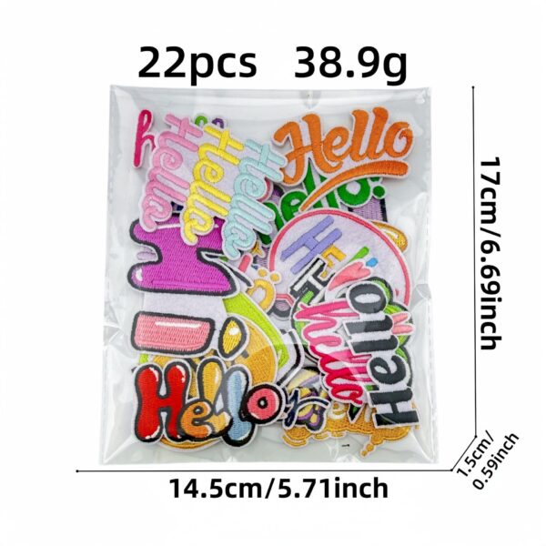 Wholesale Embroidered Patch Hello Colorful Cartoon Decorative Sticker for Clothing Fashion Accessory Resale