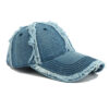 Wholesale Distressed Black Denim Baseball Cap Frayed Sun Hat Boutique