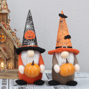 Wholesale Halloween Cloth Gnome Figurine Faceless Old Man Holding Pumpkin Home Decor Accent