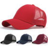 oly-48be5b7f8759319b288f61ddc995faa9 Wholesale Red Women's Cotton Baseball Cap with Ponytail Opening, Sunshade, Rolled Brim Fashion Accessory for Resale