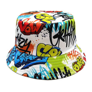 oly-48cf6fb5d2fe9613ea48be9beea31a30 Wholesale Reversible Graffiti Letter Bucket Hat Sun Protection Unisex Casual