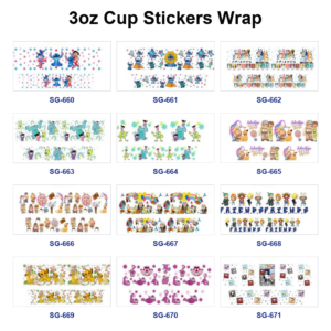 Wholesale 8pcs Funny Quirky Puppy 3oz Tumbler Stickers Wrap OLY Exclusive