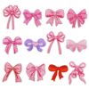 Wholesale Pink Bow Embroidery Cloth Patch, Hot Melt Adhesive Iron-On Patch, Fashion Hair Accessory, Boutique Resale Craft Supply