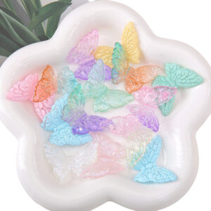 oly-4902f58c9239ffdb8ac355f039c33bb1 Wholesale Acrylic 3D Butterfly Pendants DIY Jewelry Making Supplies Luminous Mermaid Mixed Colors 5 Pcs