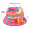 Wholesale Faux Fur Rainbow Gradient Tie Dye Bucket Hat Winter Fashion Accessory