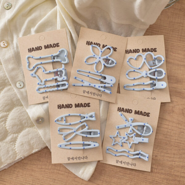 oly-491f120e95b56ec56ce727662f94373c Wholesale Polka Dot Flower Puppy Duckbill Hair Clips 3 Pack, Metal Spray Paint Hair Accessory for Everyday Use