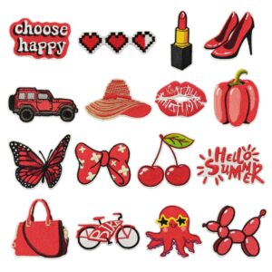 oly-49555ae2e2f36785653dfd44425e1d11 Wholesale Cute Embroidered Cherry Red Patch Stickers Decorative Fashion Accessory for Coat Bag DIY Gift