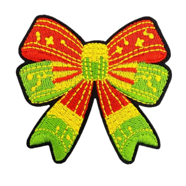 Wholesale Cartoon Bow Embroidered Patch Rainbow Pattern Iron-On Clothing Accessory DIY Craft Supply