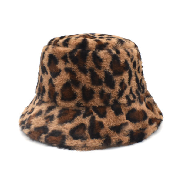 Wholesale Fleece Lined Leopard Print Fisherman Hat Winter Warm Wide Brim Outdoor Travel Fashion Gift