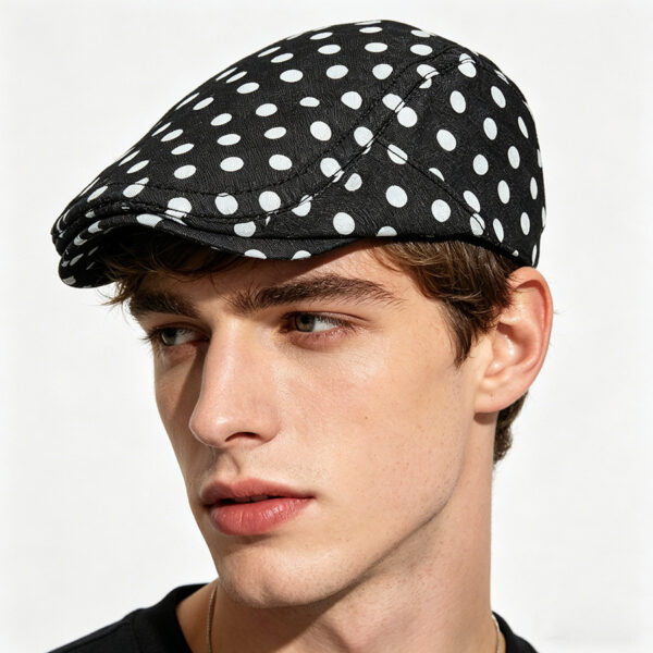 Wholesale Black Polka Dot Beret Hat Adjustable Breathable Summer Fashion Accessory