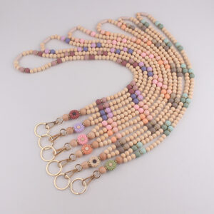 oly-49876c58ee7bad49c82546b7830c2884 Wholesale Wood Bead Silicone Lanyard Keychain Necklace Fashion Accessory Gift for Teacher Nurse ID Badge