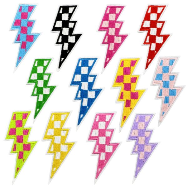 oly-4989c5d1d5e202aaf4a320f5790722e4 Wholesale Plaid Lightning Iron-On Embroidered Patch DIY Fashion Accessory for Hats Shoes