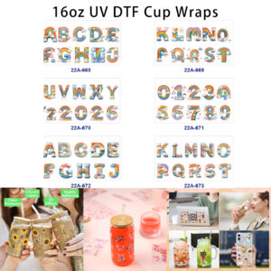 oly-49bad41a1f4ccac0c0962360fa3b493b Wholesale 5pcs Pop 3D Rainbow Cloud Alphabet Numeral Cute Sky Sun Capital Letter Digit Mixed Decor Prints 16oz Cup UV DTF Wraps