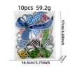 oly-49c35a715d06875627cd4f6b88c15213 Wholesale Polyester Embroidered Bow Patches Set of 10 Leopard Checkerboard Design Adhesive Backing Decorative Patch for Clothing Fashion Accessory DIY Craft Supply Gift for Resale