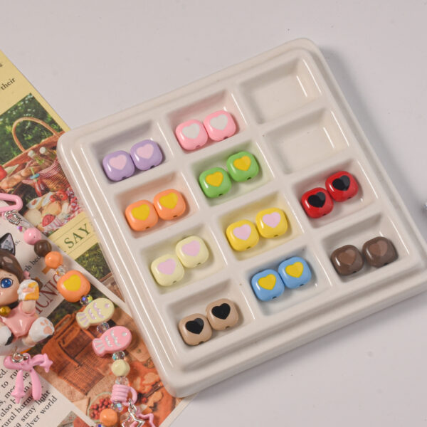 oly-49dceacefd85b4806d425a0479a8aa7f Wholesale Alloy Square Love Double Color Baked Paint Loose Beads DIY Jewelry Making Phone Charm Accessories