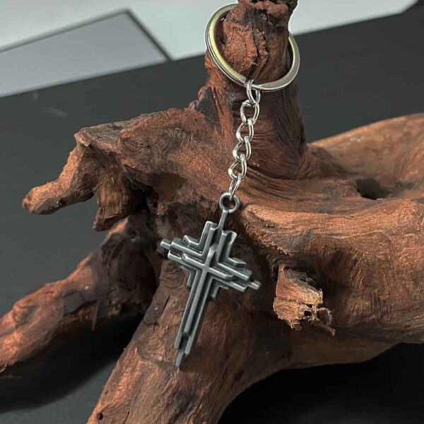 Wholesale Vintage 3D Cross Keychain Pendant Punk Style Metal Key Ring Accessory