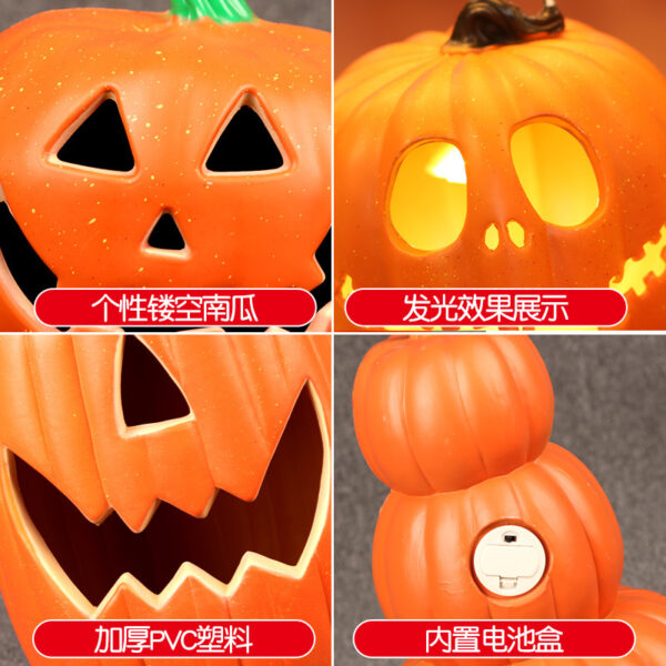 Wholesale American Style Plastic Luminous Halloween Pumpkin Lamp Decorative Accent for Gift