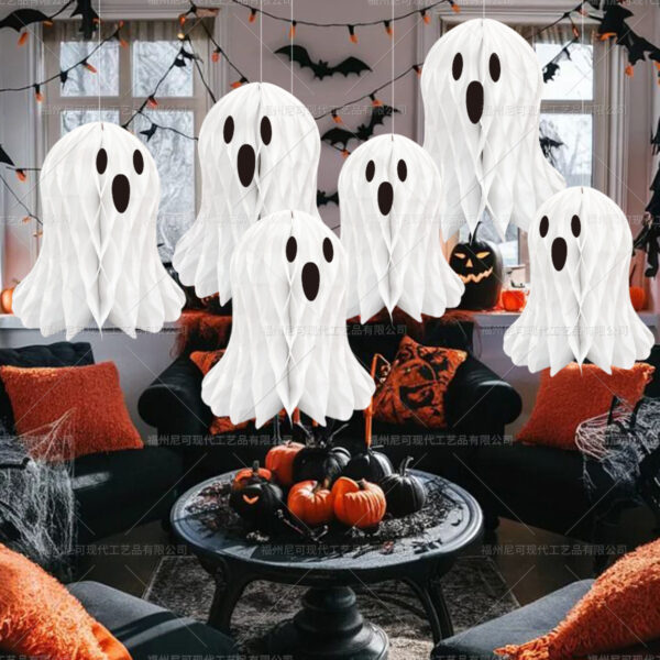Wholesale Halloween Ghost Honeycomb Paper Ornament Party Decorative Accent