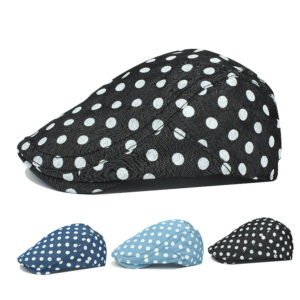 Wholesale Black Polka Dot Beret Hat Adjustable Breathable Summer Fashion Accessory