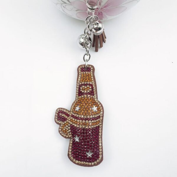 Wholesale Cartoon Wine Bottle Rhinestone Keychain Tassel Fashion Accessory Gift