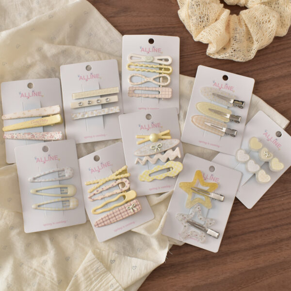 Wholesale Yellow Floral Acrylic Hair Clip Set Fashion Accessory Gift Boutique Resale