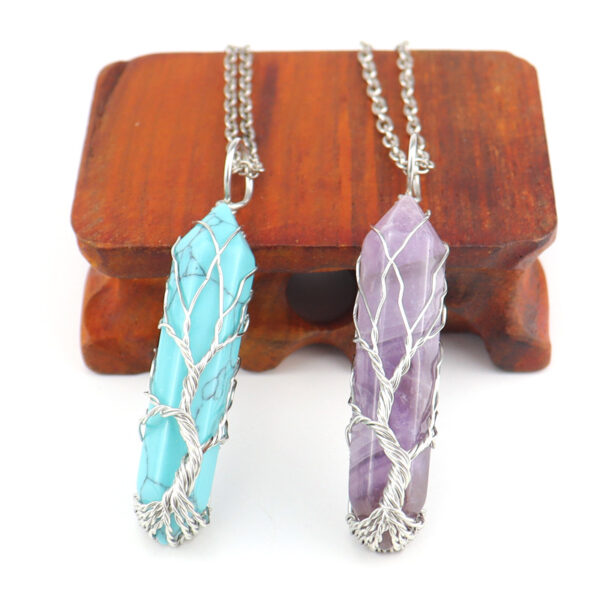 Wholesale Handmade Life Tree Natural Crystal Pendant Necklace Trendy Fashion Accessory Gift