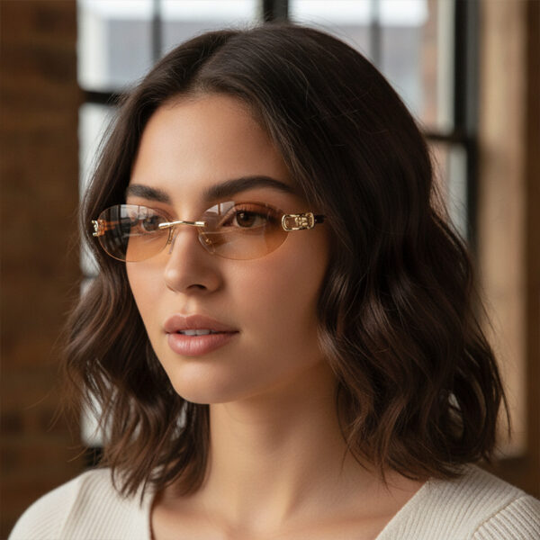 Wholesale Frameless Oval Sunglasses with Ring Detail for Travel Fashion Accessory