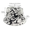 Wholesale Double Sided Bucket Hat with Letter Graffiti Chic Sun Protection Casual Hat for Women