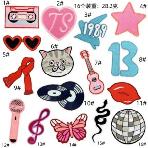 Cartoon cloth stickers set of 16 pieces