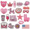 oly-4aaafb792e501101c63f3f046921dad5 Wholesale Pink Cartoon Heart Embroidered Patch Polyester Cloth Sticker DIY Accessory