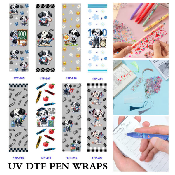 oly-4ab0491b00a7235bbaa060dfd3328ae4 Wholesale 2/8/16 pcs UV DTF Back to School Pen and Bookmark Stickers