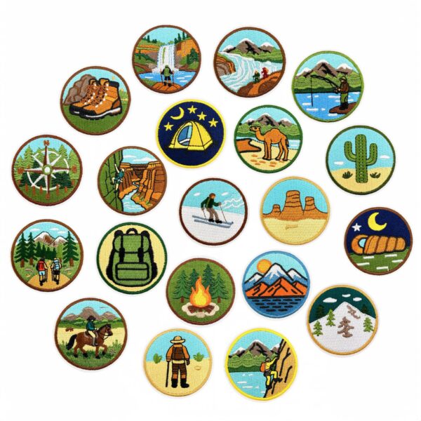 Wholesale Vintage Outdoor Embroidery Patch Set 20Pcs Camping Adventure Badge Trendy Fashion Accessory for Gift Giving