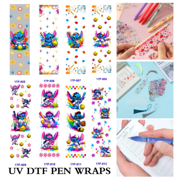 oly-4ae40e724bc183c1921256021533f135 Wholesale 2/8/16pcs UV DTF Stickers Floral Summer Cartoon Character Collection Pen and Bookmark Stickers OLY Exclusive