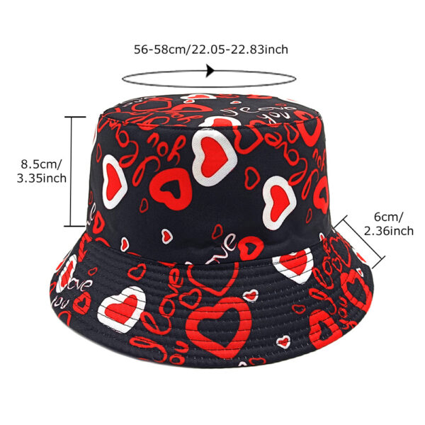 Wholesale Black Heart Pattern Fisherman Hat Sunscreen Casual Gift