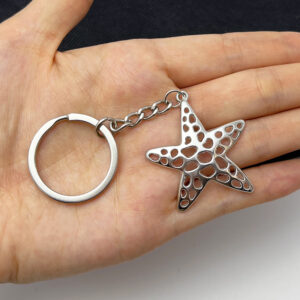 Wholesale Zinc Alloy Vintage Silver Starfish Keychain Trendy Car Key Accessory or Bag Charm