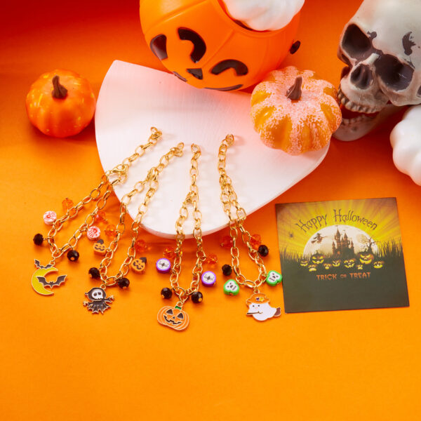 oly-4b36f6d34aec3bede2858a261154cc4a Wholesale Halloween Grim Reaper Pumpkin Pendant Bracelet Zinc Alloy Jewelry Accessory