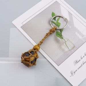 Brown rope + tiger stone keychain