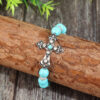 oly-4b5ef1785840e5b9066c3f8983a2a773 Wholesale Vintage Carved Cross Western Cowboy Blue Bead Bracelet Alloy Fashion Accessory