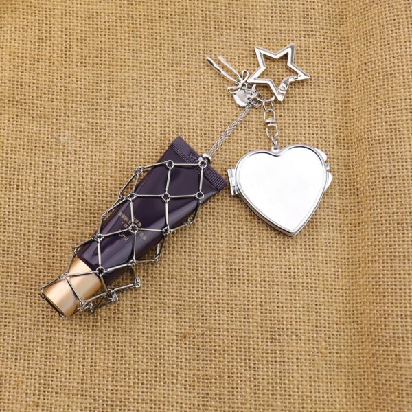 oly-4b6e5f272918afa451abd58accaa26fb Wholesale Lipstick Net Bag Keychain Silver Star Zinc Alloy Charm Fashion Accessory