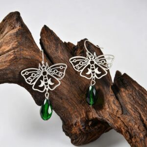 Hollow out butterfly pendant earrings - a pair in green (FG1671)